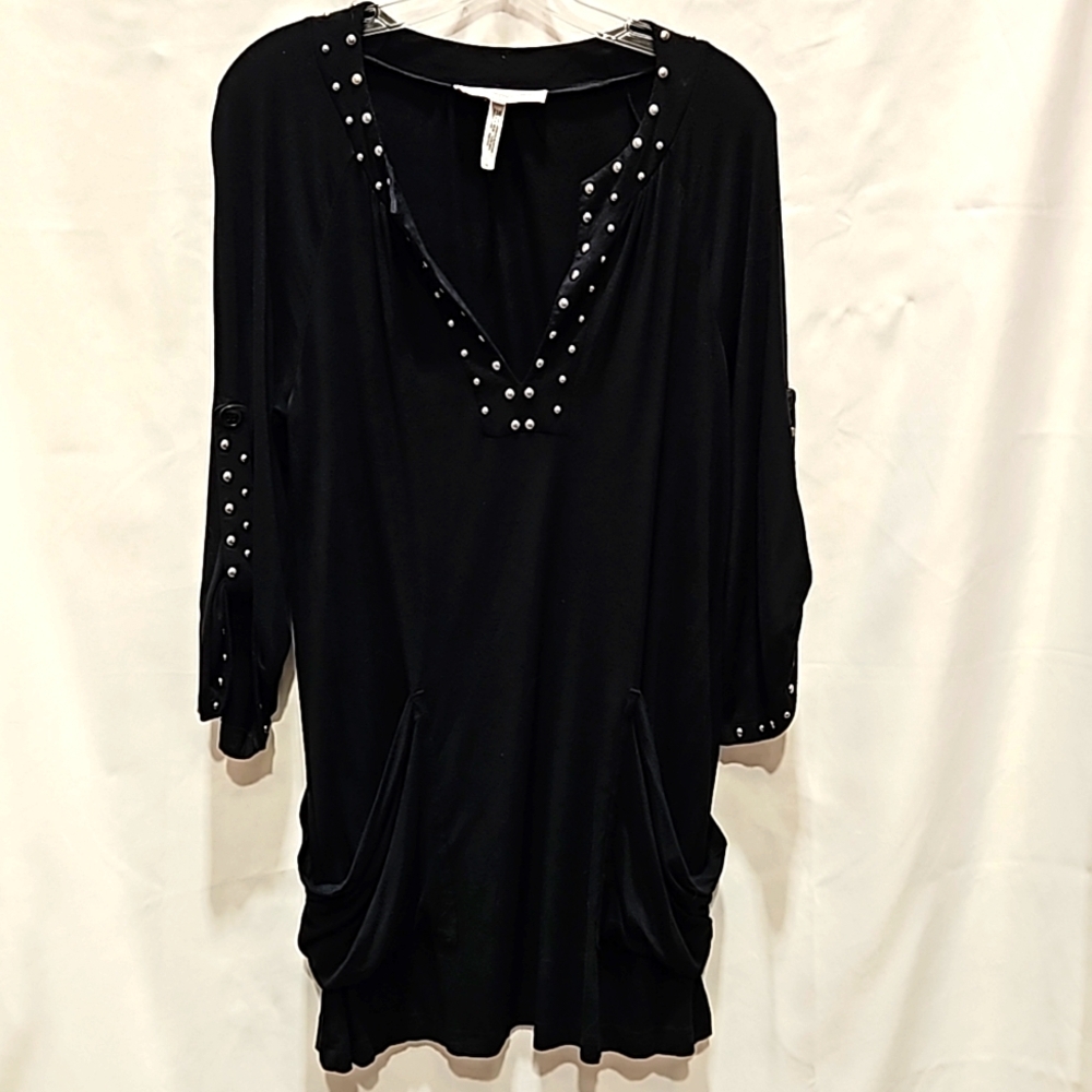 Nanette Lepore, Black, Embellished, Tunic, Studded, Pockets, Flowy, Sz Small